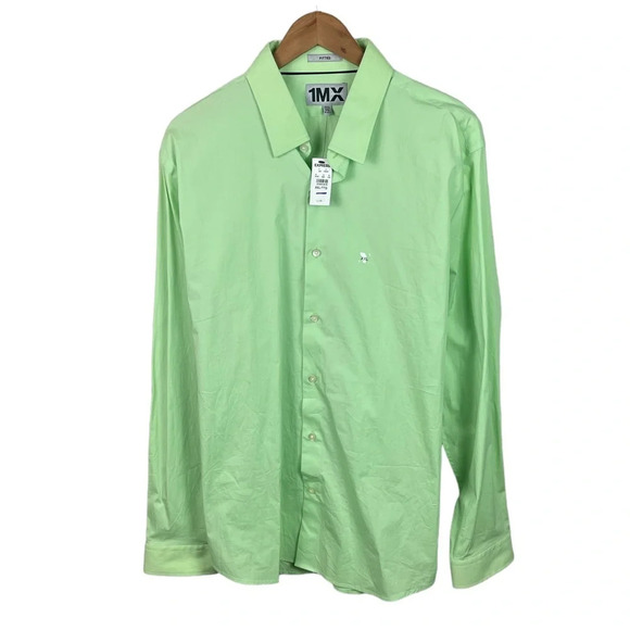 BF985 NWT Mens Express 1MX FITTED Stretch Button Down Shirt 18-18.5 XXL - Picture 1 of 4